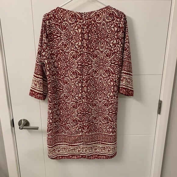 Skies Are‎ Blue Scroll Printed Dress Red Burgundy - Picture 2 of 4